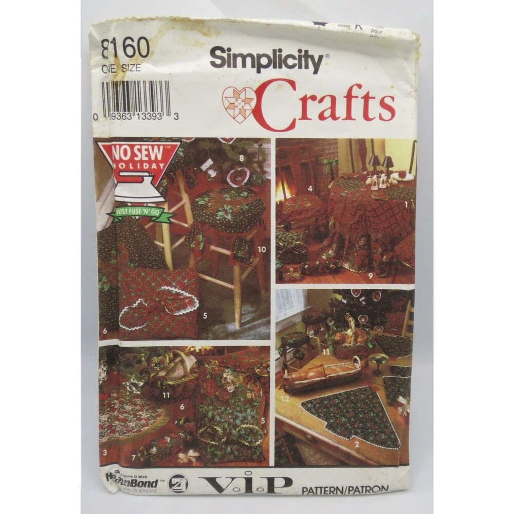 Simplicity 8160 No Sew Holiday Christmas Crafts Home Decor ONE Size 90s